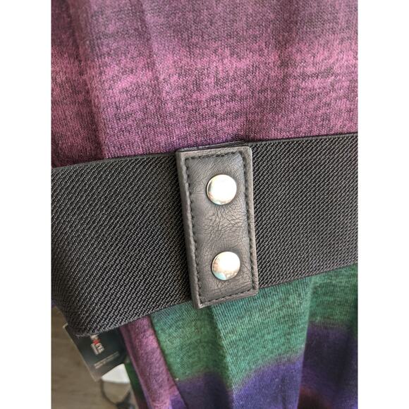 Style & Co Sweater Dress Large Ombre Cowlneck Long Sleeve Knee Purple Blue Belt - Picture 10 of 11